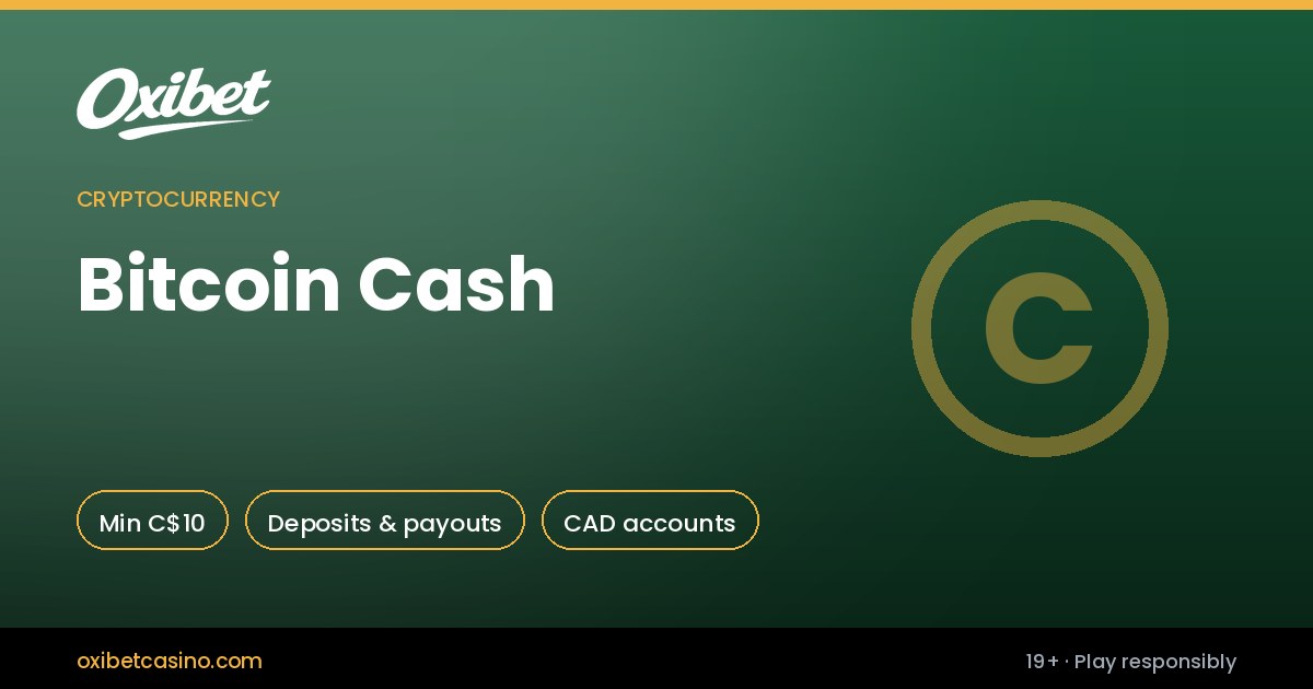 Bitcoin Cash deposits and withdrawals at Oxibet Casino Canada