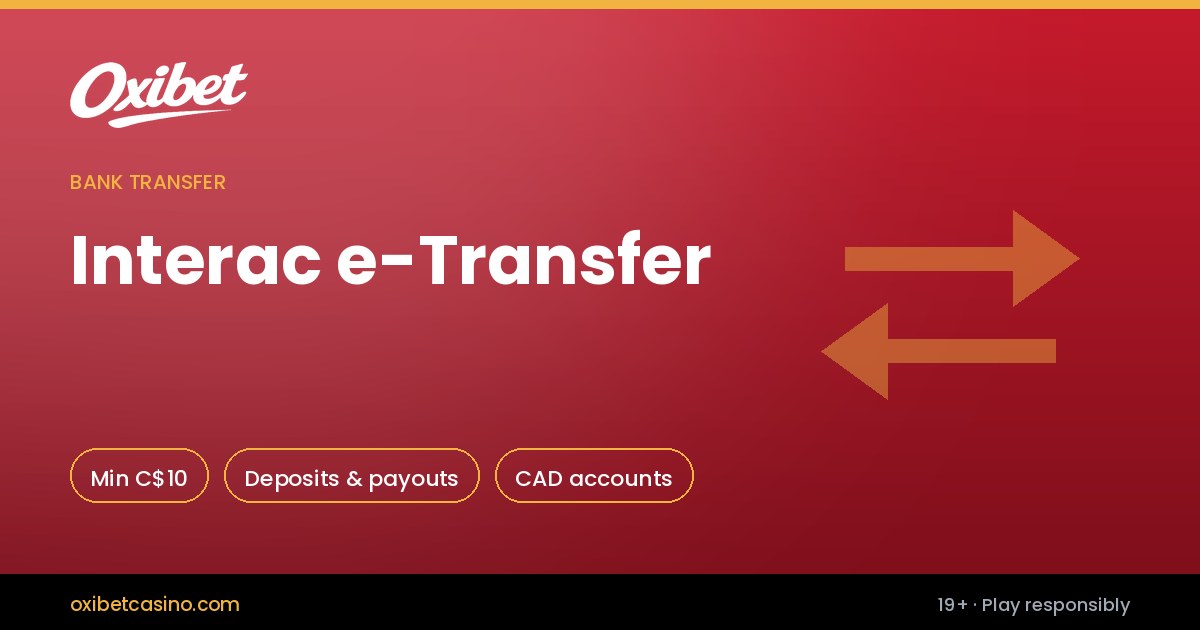 Interac e-Transfer deposits and withdrawals at Oxibet Casino Canada