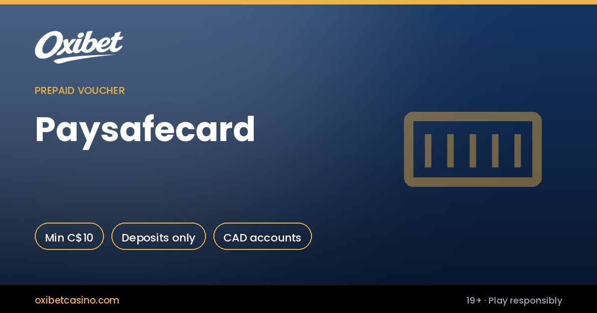 Paysafecard deposits and withdrawals at Oxibet Casino Canada