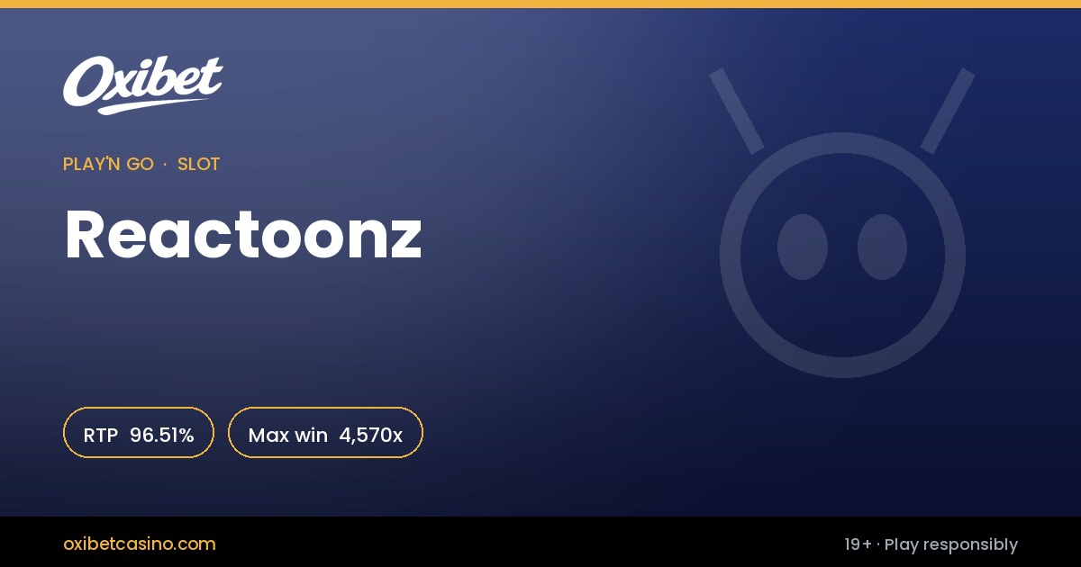 Reactoonz slot by Play'n GO &mdash; 96.51% RTP, 4,570x max win, playable at Oxibet Casino in Canada